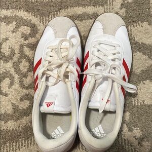 Adidas Classic White and Red Trainers